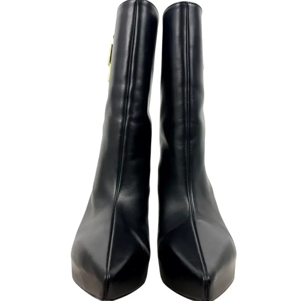 Givenchy G Lock Hidden Wedge Leather Ankle Boots Black Size 39.5
